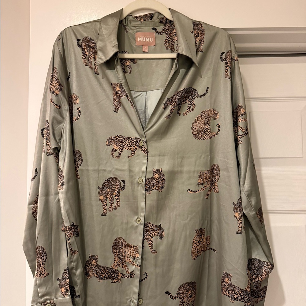 Show Me Your MuMu Leopard cheetah Satin top